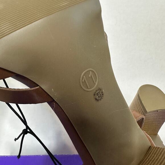 NWT Worthington Size 11 Brown Vacation Ankle Strappy Block High Heel Open Toe - Picture 9 of 10